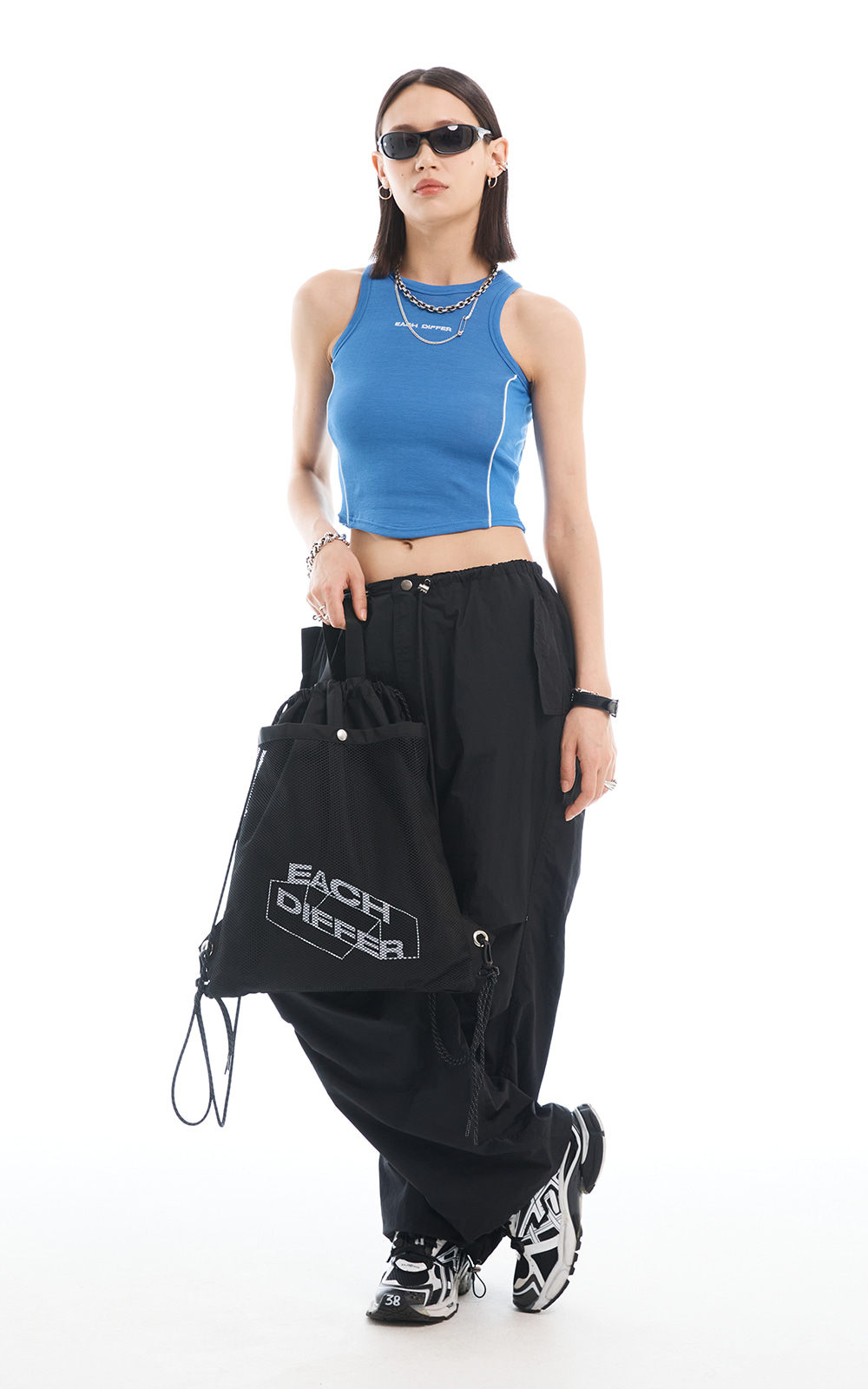 REFLECTIVE PIPING CROP TOP_BLUE